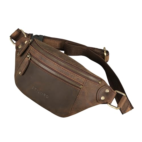 STILORD 'Orson' Bauchtasche aus echtem Leder Gürteltasche Hüfttasche Echtleder für Damen und Herren - Verstellbarer Gurt - diebstahlsicher und wasserabweisend, Farbe:Colorado - braun von STILORD
