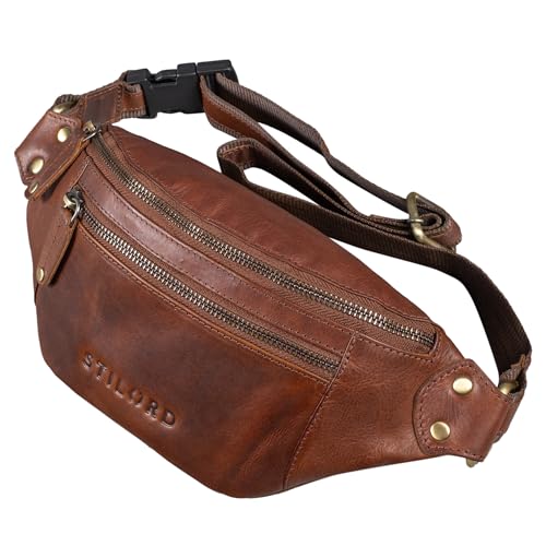 STILORD 'Orson' Bauchtasche aus echtem Leder Gürteltasche Hüfttasche Echtleder für Damen und Herren - Verstellbarer Gurt - diebstahlsicher und wasserabweisend, Farbe:Porto - Cognac von STILORD