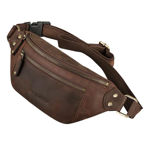 STILORD 'Orson' Bauchtasche aus echtem Leder Gürteltasche Hüfttasche Echtleder für Damen und Herren - Verstellbarer Gurt - diebstahlsicher und wasserabweisend, Farbe:Zamora - braun von STILORD