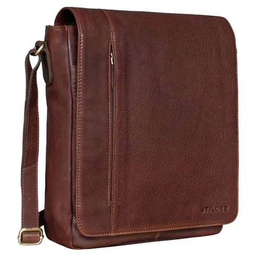 STILORD 'Paul' Umhängetasche Herren Leder Hochformat Messenger Bag im Vintage Design Ledertasche für 13,3 Zoll MacBook iPad DIN A4 Herrentasche Echtleder, Farbe:maraska - Dunkelbraun von STILORD