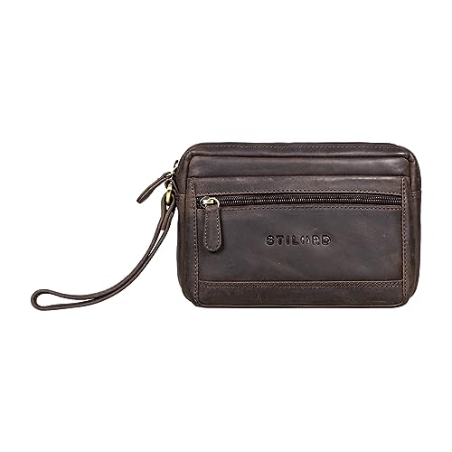 STILORD Herren-Handgelenktasche aus Echtleder braun - Vintage Männer-Handtasche - Retro Ledertasche - Leder-Herren-Organizer 'Pax' von STILORD