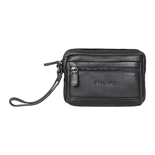 STILORD Herren-Handgelenktasche aus Echtleder schwarz - Vintage Männer-Handtasche - Retro Ledertasche - Leder-Herren-Organizer 'Pax' von STILORD