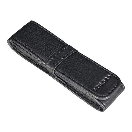 STILORD 'Penn' Stifteetui Leder 2 Stifte Lederetui Füller Kugelschreiber Etui Stiftehalter für 2 Schreibgeräte Stifttasche Schreibgeräteetui Federmappe Vintage, Farbe:schwarz von STILORD