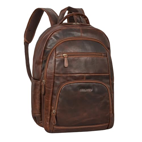 STILORD 'Pierre' Leder Business Rucksack Damen und Herren Arbeitsrucksack groß Laptop Rucksack 15,6 Zoll Handgepäck Rucksack mit vielen Fächern, Farbe:florida - braun von STILORD