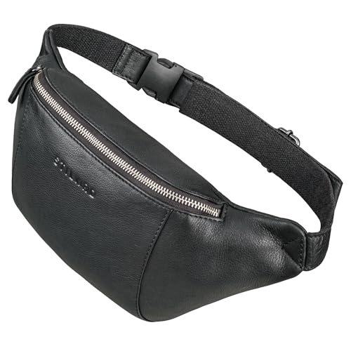STILORD 'Pino' Elegante Bauchtasche Leder Klein als Handy Gürteltasche Vintage Hüfttasche Damen oder Brusttasche Herren Leder Kleiner Brustbeutel Echtleder, Farbe:schwarz von STILORD