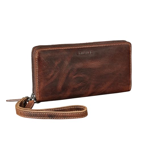 STILORD 'Poppy' 3-in-1 XL Leder Geldbörse Damen Groß mit Handyfach 12 Kartenfächer Doppelter Reißverschluss RFID-Schutz Clutch Echtleder Portemonnaie mit vielen Fächern, Farbe:Salerno - braun von STILORD
