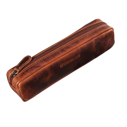 STILORD 'Preston' Etui aus Leder Federmäppchen Vintage Vintage Lederetui Stifterolle Retro Schlamperrolle Damen Herren Faulenzer Echtleder von STILORD