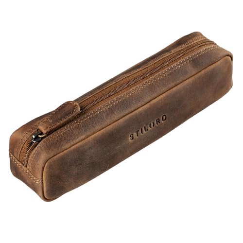 STILORD 'Preston' Etui aus Leder Federmäppchen Vintage Vintage Lederetui Stifterolle Retro Schlamperrolle Damen Herren Faulenzer Echtleder von STILORD