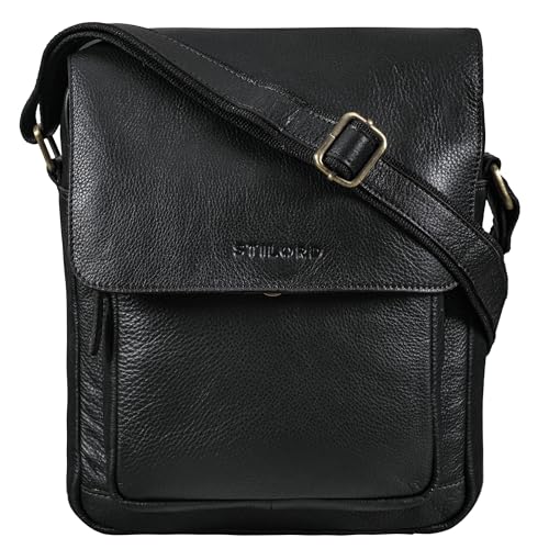 STILORD 'Ragnar' Kleine Umhängetasche Herren Leder Herrenhandtasche zum Umhängen Schultertasche Männer Tablet Tasche Messenger Bag Tasche klein, Farbe:schwarz von STILORD