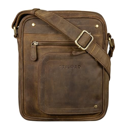 STILORD 'Randall' Vintage Ledertasche Umhängetasche Messenger Bag DIN A5 Tablettasche 9,7 Zoll für iPad Herrentasche Cross Body Bag Echtes Leder, Farbe:mittel - braun von STILORD