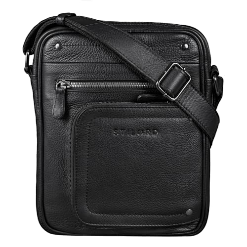 STILORD 'Randall' Vintage Ledertasche Umhängetasche Messenger Bag DIN A5 Tablettasche 9,7 Zoll für iPad Herrentasche Cross Body Bag Echtes Leder, Farbe:schwarz von STILORD