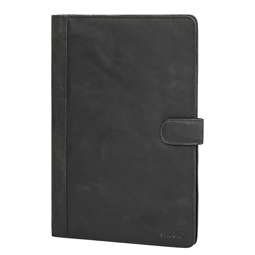 STILORD 'Raymond' Echtleder Klemmbrett Mappe A4 Dokumentenmappe Leder Konferenzmappe Business Klemmbrettmappe Vintage Schreibmappe mit Klemmbrett & Magnetverschluss, Farbe:anthrazit von STILORD