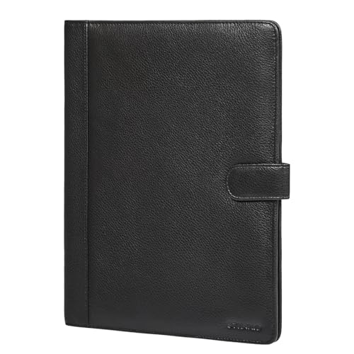 STILORD 'Raymond' Echtleder Klemmbrett Mappe A4 Dokumentenmappe Leder Konferenzmappe Business Klemmbrettmappe Vintage Schreibmappe mit Klemmbrett & Magnetverschluss, Farbe:schwarz von STILORD