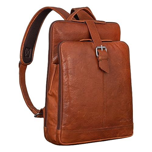 STILORD 'Rena' Rucksack Leder Vintage Groß Cityrucksack Herren Tagesrucksack Herren Laptop Rucksack 14 Zoll Damenrucksack Leder Retro, Farbe:maraska - braun von STILORD