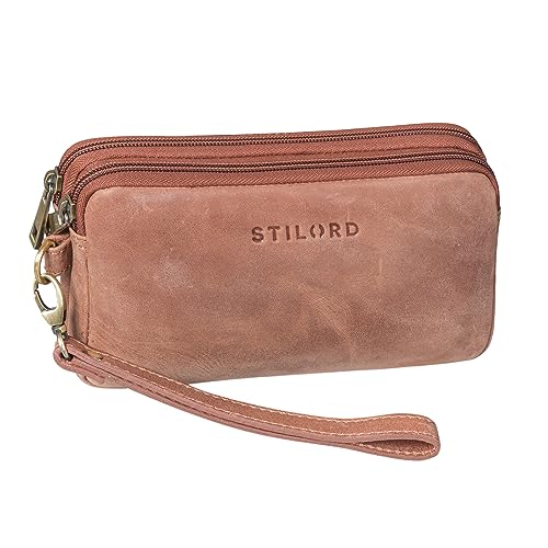 STILORD 'Richie' Handgelenktasche Leder Männer Kleine Herrenhandtasche mit Abnehmbarer Schlaufe Moderne Doppelkammer Geldbörse aus Hochwertigem Leder, Farbe:Messina - braun von STILORD