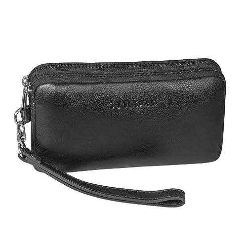 STILORD 'Richie' Handgelenktasche Leder Männer Kleine Herrenhandtasche mit Abnehmbarer Schlaufe Moderne Doppelkammer Geldbörse aus Hochwertigem Leder, Farbe:schwarz von STILORD