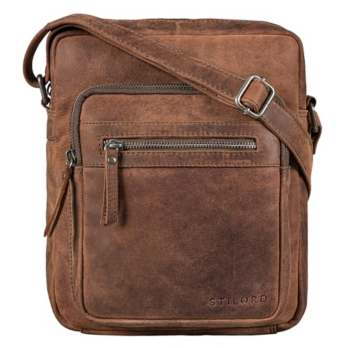 STILORD 'Ringo' Leder Umhängetasche Herren Schultertasche Vintage Crossbody Bag Retro Tasche mit vielen Fächern Männer Ledertasche, Farbe:eichen - braun von STILORD