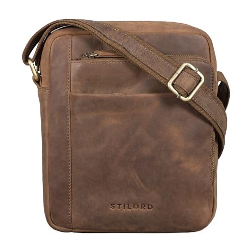 STILORD 'River' Umhängetasche Schultertasche Leder Messenger Bag Klein Herrentasche DIN A5 Ledertasche Vintage Crossbody Tasche Echtleder, Farbe:mittel - braun von STILORD