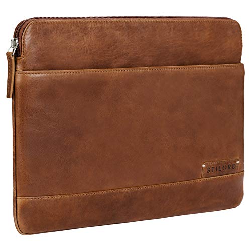 STILORD 'Robb' Vintage Leder Laptoptasche für 13,3 Zoll MacBooks MacBooktasche Universal Tablettasche bis 14 Zoll DIN A4 echtes Rindsleder, Farbe:Mocca - Dunkelbraun von STILORD