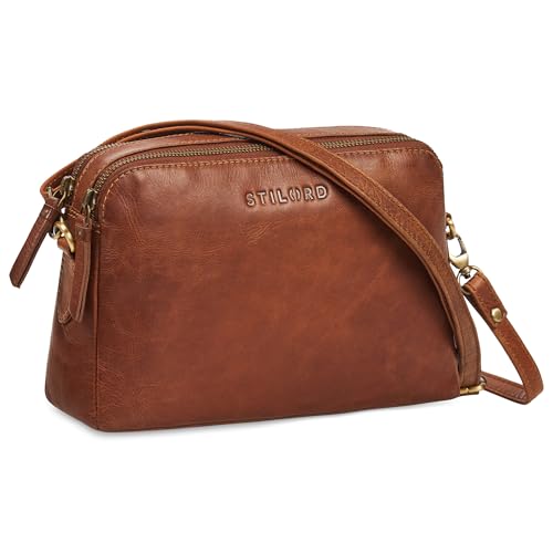 STILORD 'Rosie' Vintage Umhängetasche Damen Leder kleine Handtasche zum Ausgehen klassische Abendtasche Partytasche Freizeittasche Echtleder, Farbe:mocca - dunkelbraun von STILORD