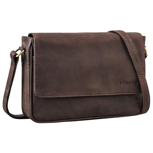 STILORD 'Ruth' Damen Handtasche zum Umhängen Leder Umhängetasche Vintage Ledertasche Crossbody zum Ausgehen klassische Abendtasche Partytasche Freizeittasche Leder, Farbe:muskat - braun von STILORD
