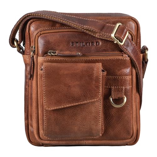 STILORD 'Ryan' Crossbody Tasche Herren Leder Kleine Herrentasche zum Umhängen Vintage Ledertasche 9,7 Zoll iPad Tasche Messenger Bag Umhängetasche Echtleder, Farbe:Napoli - braun von STILORD