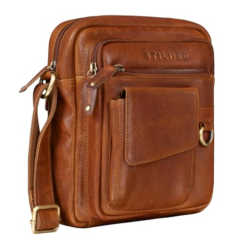 STILORD 'Ryan' Crossbody Tasche Herren Leder Kleine Herrentasche zum Umhängen Vintage Ledertasche 9,7 Zoll iPad Tasche Messenger Bag Umhängetasche Echtleder, Farbe:Texas - braun von STILORD