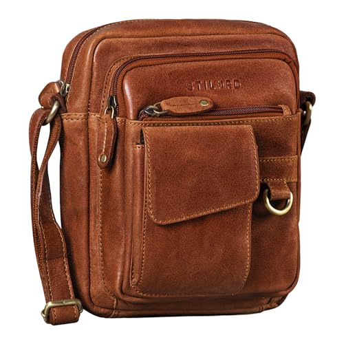 STILORD 'Ryan' Crossbody Tasche Herren Leder Kleine Herrentasche zum Umhängen Vintage Ledertasche 9,7 Zoll iPad Tasche Messenger Bag Umhängetasche Echtleder, Farbe:maraska - braun von STILORD