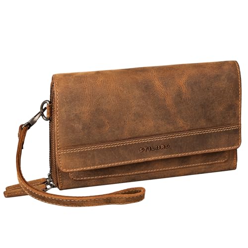 STILORD 'Sabrina' 4-in-1 Leder Geldbörse mit Handyfach Damen Groß echt Leder Clutch Multifunktionale Umhängetasche Portemonnaie mit Handytasche 7 Zoll RFID/NFC Schutz, Farbe:bergamo - braun von STILORD