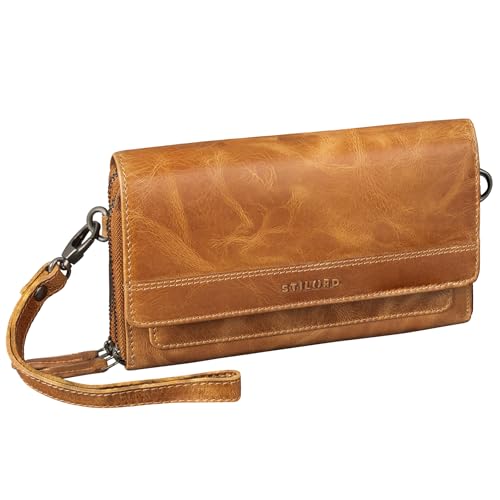 STILORD 'Sabrina' 4-in-1 Leder Geldbörse mit Handyfach Damen Groß echt Leder Clutch Multifunktionale Umhängetasche Portemonnaie mit Handytasche 7 Zoll RFID/NFC Schutz, Farbe:perugia-braun von STILORD