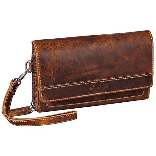STILORD 'Sabrina' 4-in-1 Leder Geldbörse mit Handyfach Damen Groß echt Leder Clutch Multifunktionale Umhängetasche Portemonnaie mit Handytasche 7 Zoll RFID/NFC Schutz, Farbe:salerno - braun von STILORD