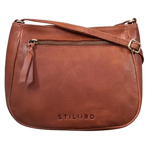 STILORD 'Samira' Handtasche Leder Frauen zum Umhängen Vintage Umhängetasche für Damen-Tasche Abendtasche Elegante Echtleder Tasche, Farbe:Texas - braun von STILORD