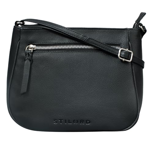 STILORD 'Samira' Handtasche Leder Frauen zum Umhängen Vintage Umhängetasche für Damen-Tasche Abendtasche Elegante Echtleder Tasche, Farbe:schwarz von STILORD