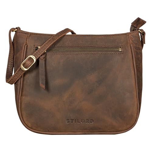 STILORD 'Samira' Handtasche Leder Frauen zum Umhängen Vintage Umhängetasche für Damen-Tasche Abendtasche Elegante Echtleder Tasche, Farbe:Zamora - braun von STILORD