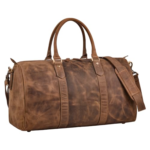 STILORD 'Santiago' Vintage Reisetasche Leder Herren & Damen Weekender zum Umhängen - Kleine Handgepäck Tasche Echtleder Sporttasche 28L Travel Bag für Kurztrip & Business, Farbe:mittel - braun von STILORD