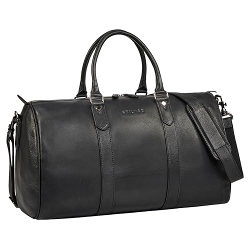 STILORD 'Santiago' Vintage Reisetasche Leder Herren & Damen Weekender zum Umhängen - Kleine Handgepäck Tasche Echtleder Sporttasche 28L Travel Bag für Kurztrip & Business, Farbe:schwarz von STILORD