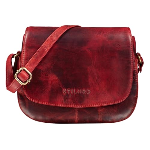 STILORD 'Savannah' Umhängetasche Damen Leder Handtasche kleine Schultertasche Crossbody Bag Ausgehtasche Partytasche Echtleder, Farbe:kara - rot von STILORD