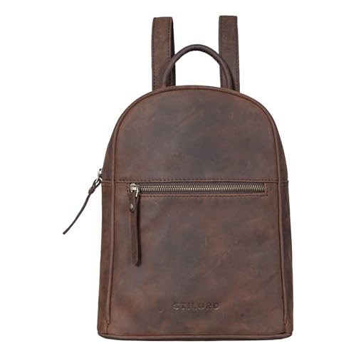 STILORD 'Scarlett' Vintage Rucksack Damen Klein Leder Rucksackhandtasche Lederrucksack für iPad & 10.1 Zoll Tablet Handtasche City Ausgehen Shopping Daypack, Farbe:colorado - braun von STILORD