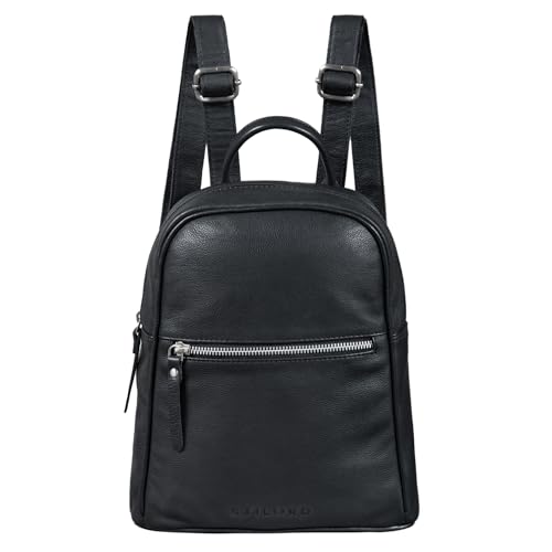 STILORD 'Scarlett' Vintage Rucksack Damen Klein Leder Rucksackhandtasche Lederrucksack für iPad & 10.1 Zoll Tablet Handtasche City Ausgehen Shopping Daypack, Farbe:schwarz von STILORD