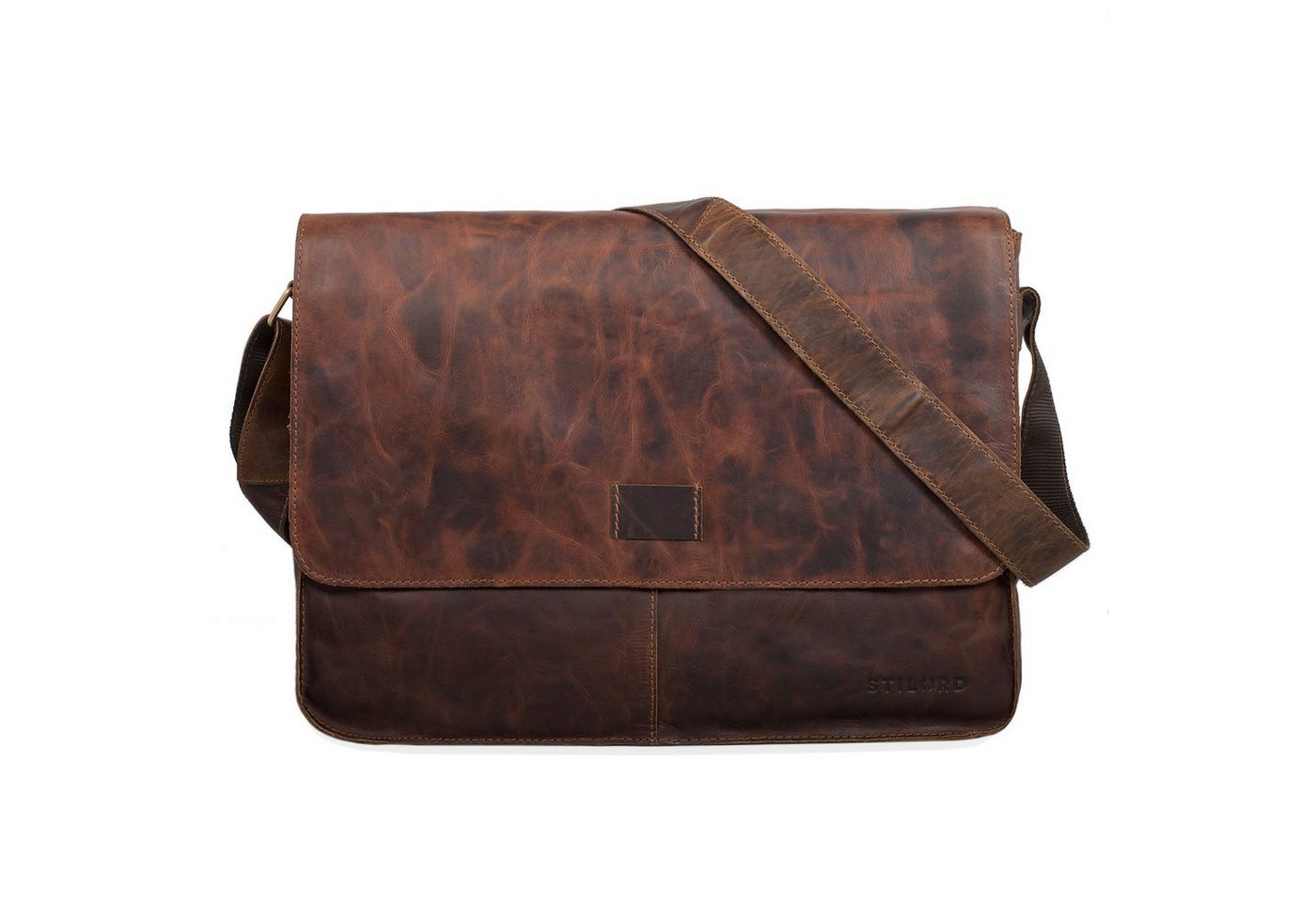 STILORD Schultertasche "Hannes" Umhängetasche Leder Vintage braun von STILORD