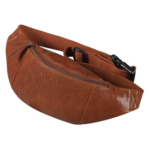 STILORD 'Shawn' Leder Gürteltasche groß Vintage Bauchtasche Festivaltasche Hüfttasche für Herren und Damen 7 Zoll Reisetasche Voll-Leder, Farbe:maraska - braun von STILORD