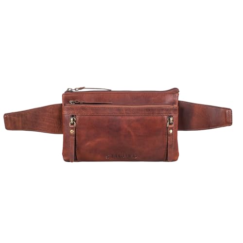 STILORD 'Skye' Bauchtasche Vintage Leder groß für Damen Herren Handy Gürteltasche Reise Bauchtasche multifunktional Festival Umhängetasche, Farbe:Porto - Cognac von STILORD