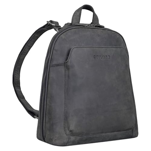 STILORD 'Skyler' Tasche Rucksack Leder 2 in 1 Rucksacktasche Umhängetasche Vintage Daypack Reiserucksack Anti Diebstahl Schultertasche Echtleder, Farbe:carbon - grau von STILORD