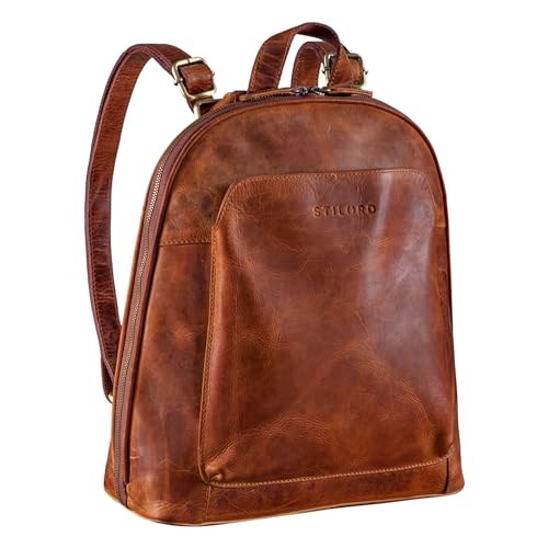 STILORD 'Skyler' Tasche Rucksack Leder 2 in 1 Rucksacktasche Umhängetasche Vintage Daypack Reiserucksack Anti Diebstahl Schultertasche Echtleder, Farbe:Kara - Cognac von STILORD