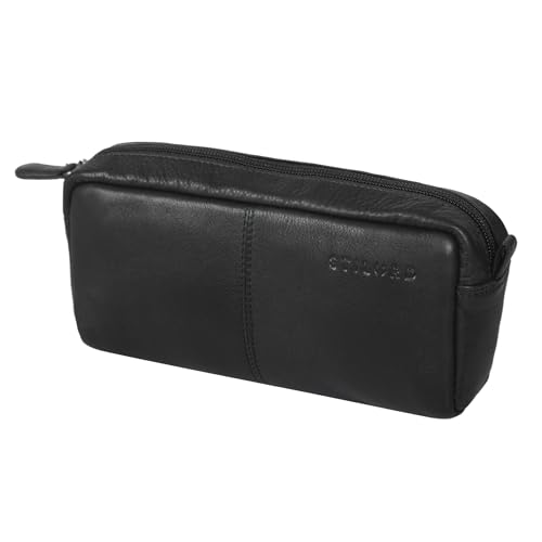 STILORD 'Spencer' Leder Federmappe Vintage mit Reißverschluss Kosmetiktasche Organizer Stiftemappe Schlamperrolle Schlampermäppchen Etui Echtes Leder von STILORD