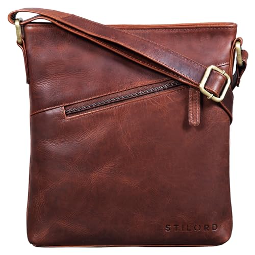 STILORD 'Stella' Vintage Handtasche Damen Leder klein zum Umhängen Schultertasche für Freizeit Shopping Abend Tablettasche Echtleder, Farbe:Porto - Cognac von STILORD