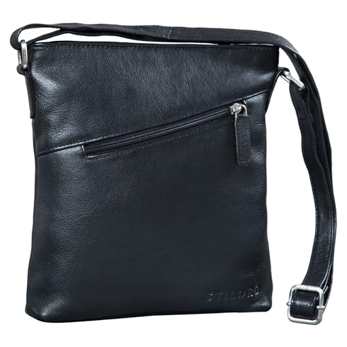 STILORD 'Stella' Vintage Handtasche Damen Leder klein zum Umhängen Schultertasche für Freizeit Shopping Abend Tablettasche Echtleder, Farbe:schwarz von STILORD