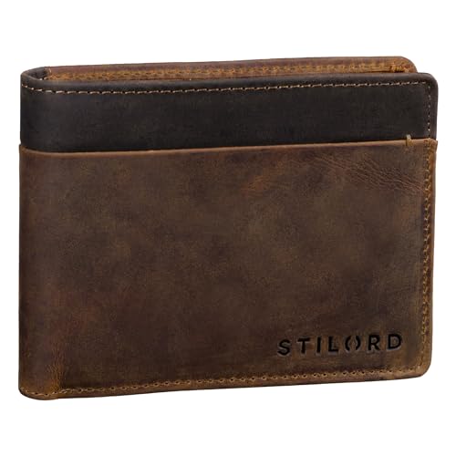 STILORD 'Sterling' RFID Geldbeutel Herren Leder Portemonnaie Männer Brieftasche Vintage Geldbörse mit NFC Ausleseschutz in Geschenkbox zweifarbig, Farbe:mittel - braun von STILORD