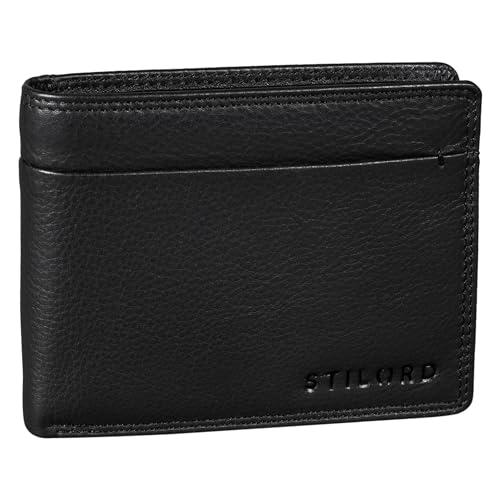 STILORD 'Sterling' RFID Geldbeutel Herren Leder - Vintage Portemonnaie mit NFC-Schutz - Brieftasche mit Geschenkbox - Echtleder Geldbörse mit Ausweisfach, Farbe:schwarz STILORD 'Sterling' RFID Geldbeutel Herren Leder - Vintage Portemonnaie mit NFC-Schutz - Brieftasche mit Geschenkbox - Echtleder Geldbörse mit Ausweisfach, Farbe:schwarz von STILORD