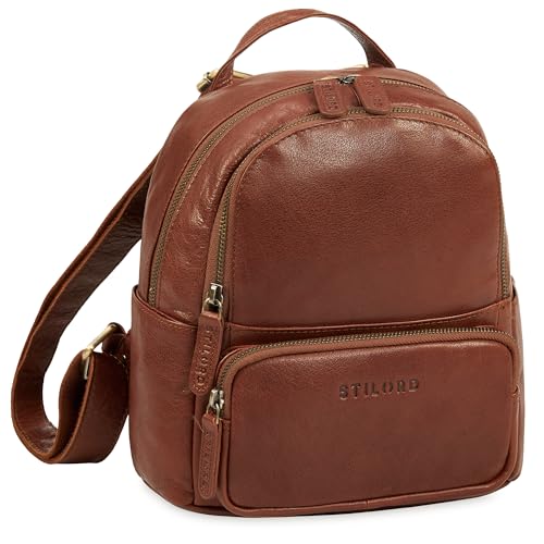STILORD 'Sue' Rucksack Damen Leder Elegant - Kleiner Damenrucksack modern - Cityrucksack Daypack Mini Tagesrucksack diebstahlsicher - Lederrucksack Frauen Echtleder, Farbe:maraska - braun von STILORD
